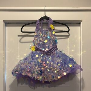 Glittery Purple Sequin Kids Dance Costume